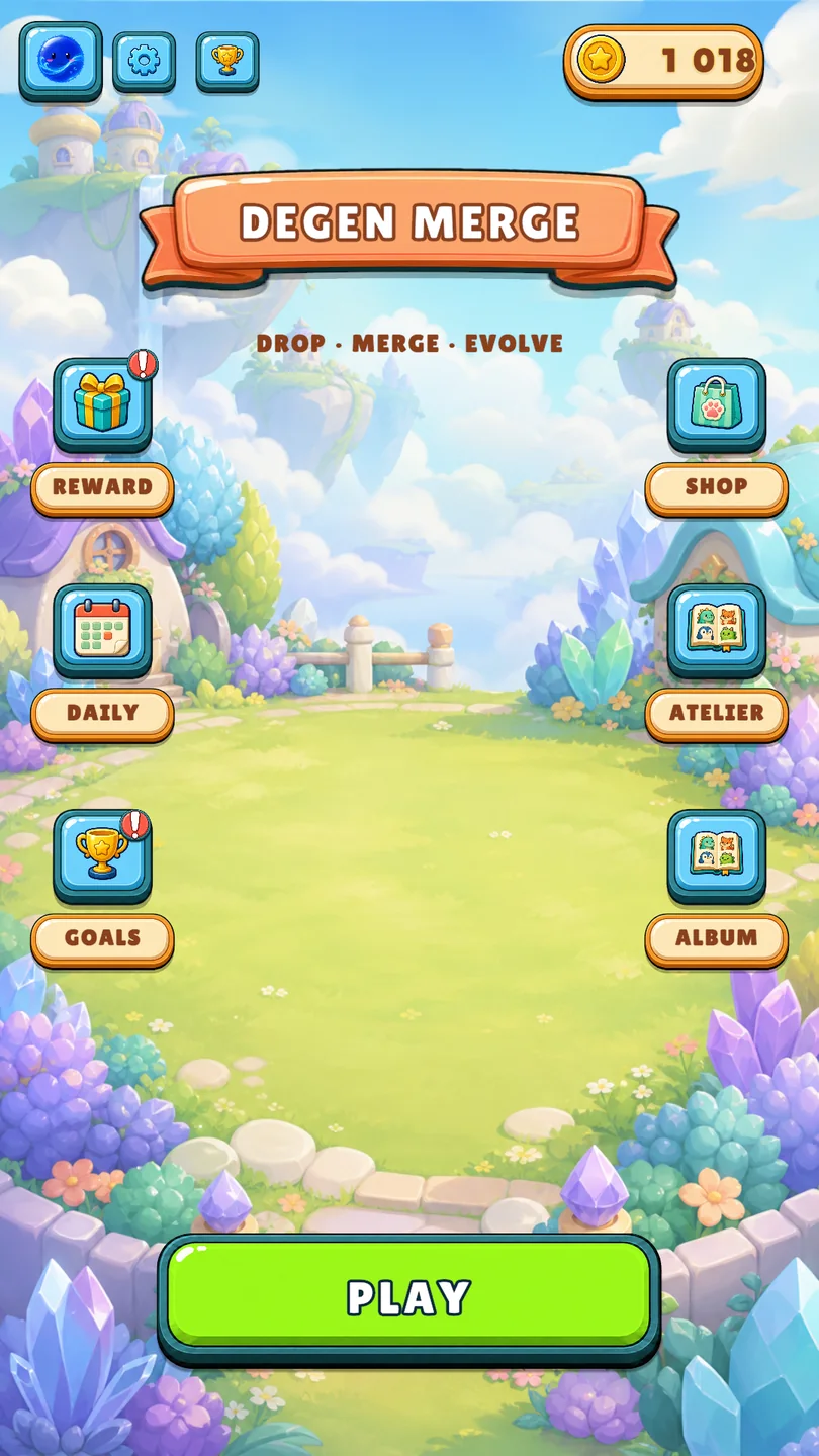 DegenMerge home screen in the Arcane Garden